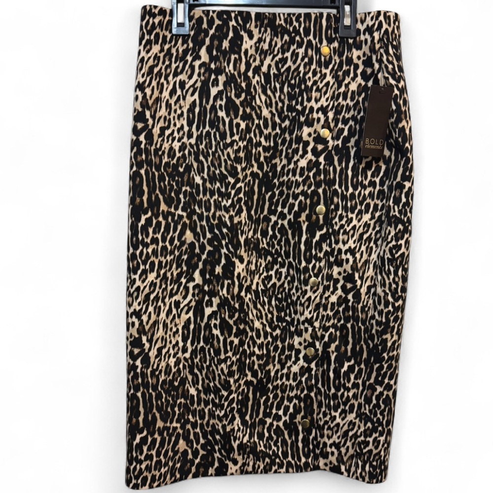 NWT Bold Elements Leopard Print Side Snap Skirt N… - image 4